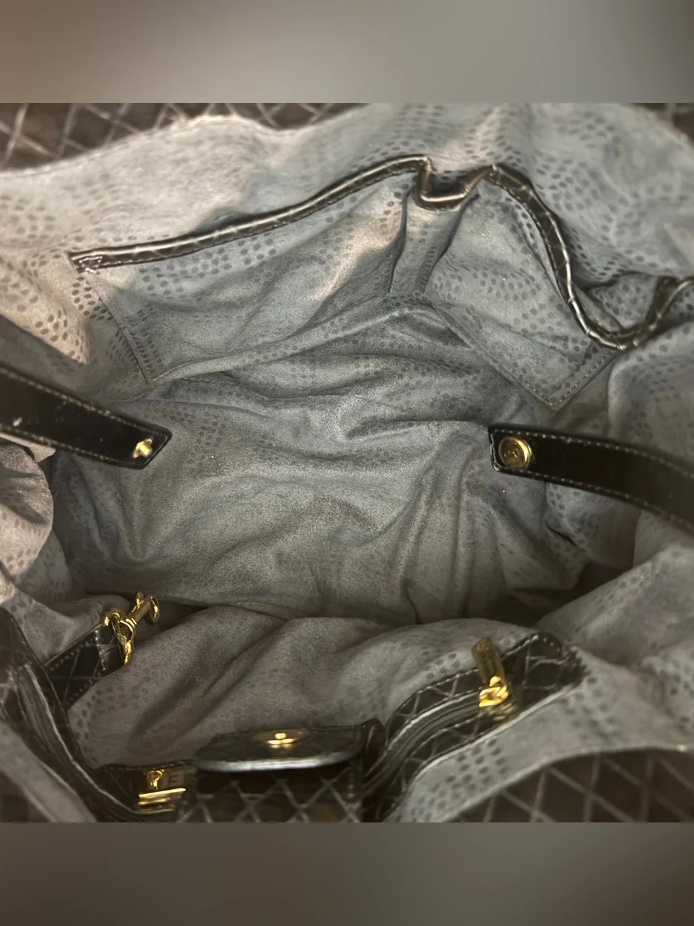 Goldenbleu Hobo Shoulder Bag Black Patent Leather Diamond Quilted Y2K